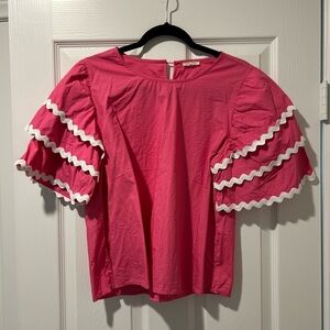 Pink Ruffle Sleeve Top